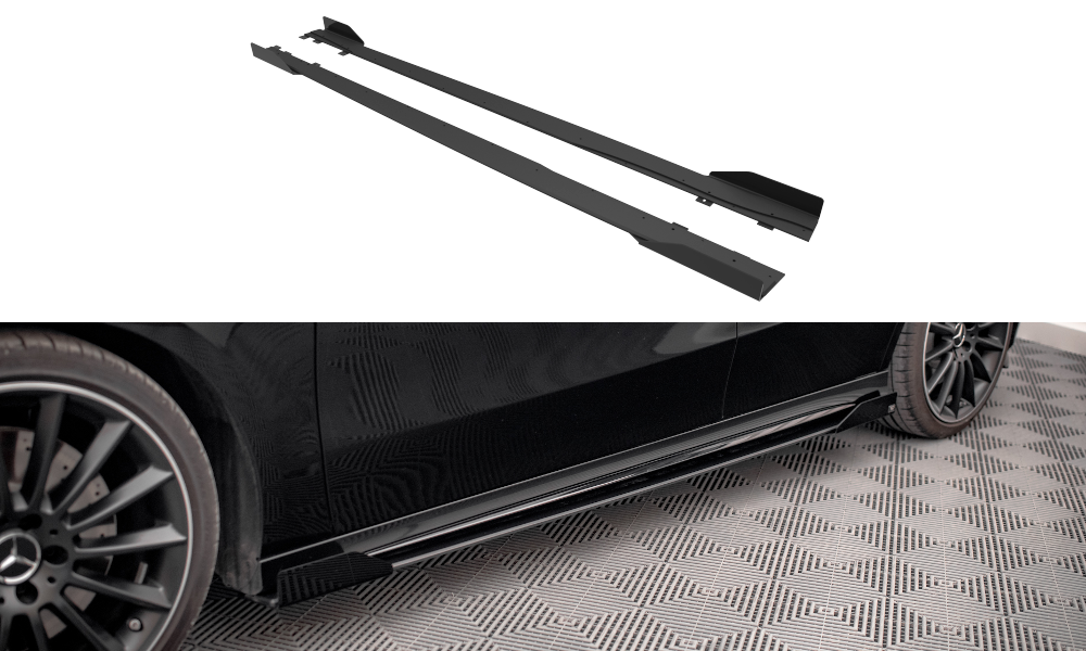 Street Pro Seitenschweller Leisten passend für Mercedes A35 AMG / AMG-Line W177 rot+ Hochglanz Flaps