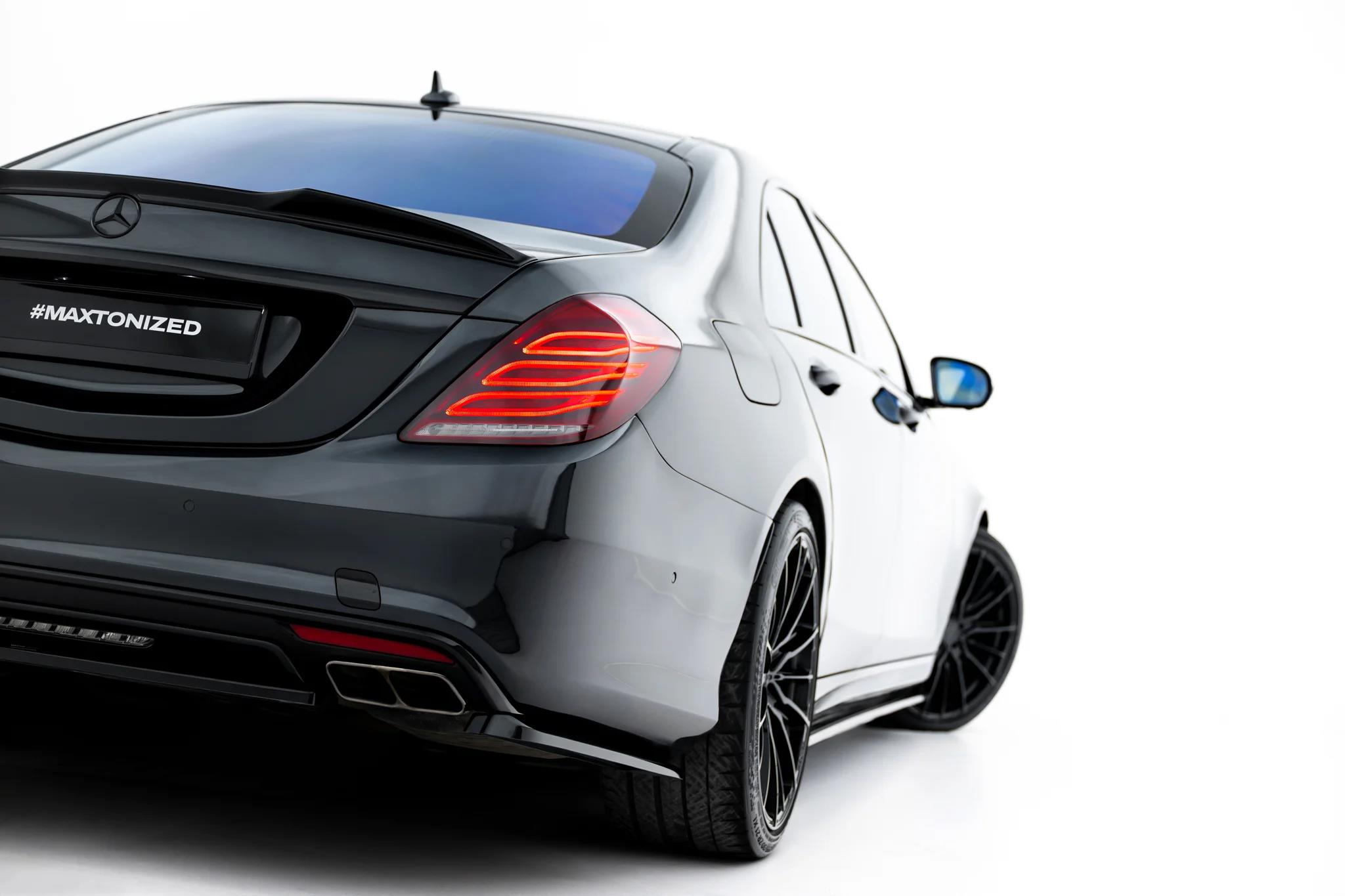Heck Ansatz Flaps Diffusor passend für Mercedes-Benz S AMG-Line W222 schwarz Hochglanz