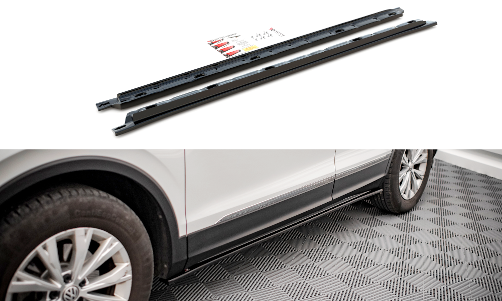 Street+ Seitenschweller Leisten passend für VW Tiguan Mk2 schwarz Hochglanz