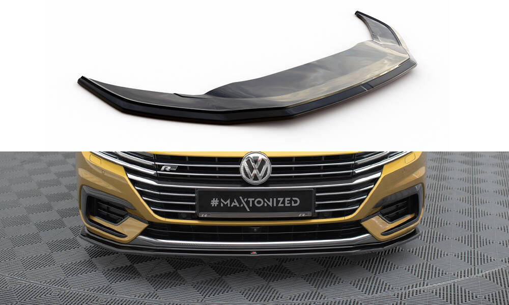 Street+ Spoilerlippe Front Ansatz V.1 passend für VW Arteon R-Line Limousine / Shooting Brake Mk1 schwarz Hochglanz