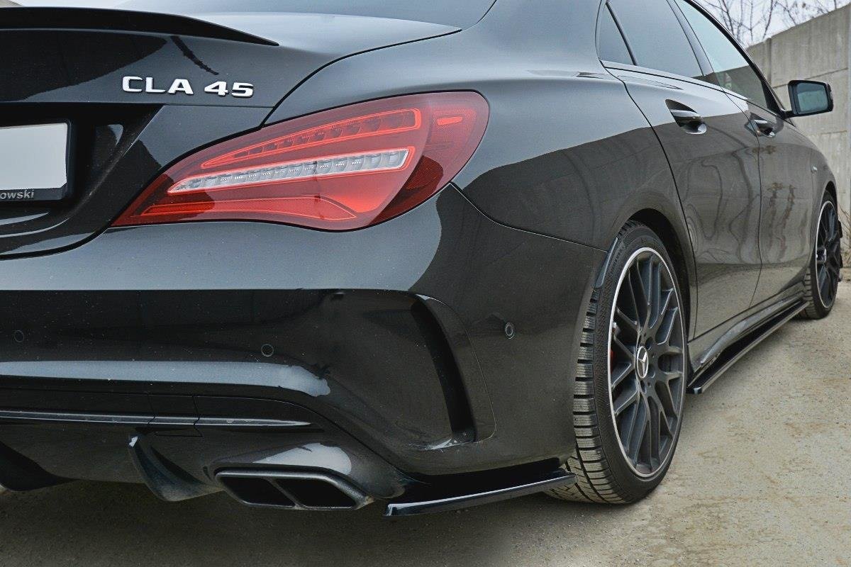 Heck Ansatz Flaps Diffusor für Mercedes CLA A45 AMG C117 Facelift schwarz Hochglanz