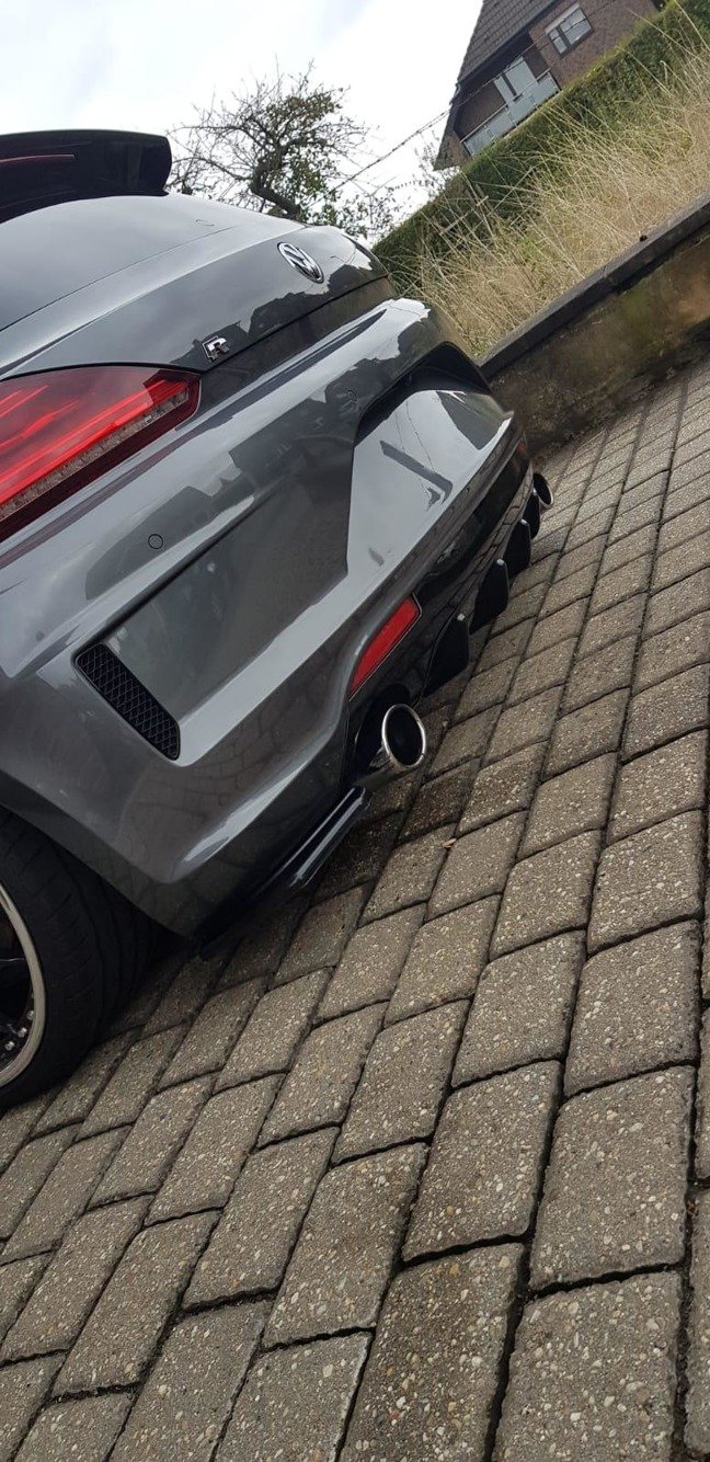 Diffusor Heck Ansatz für VW Scirocco R Mk3 Facelift schwarz Hochglanz