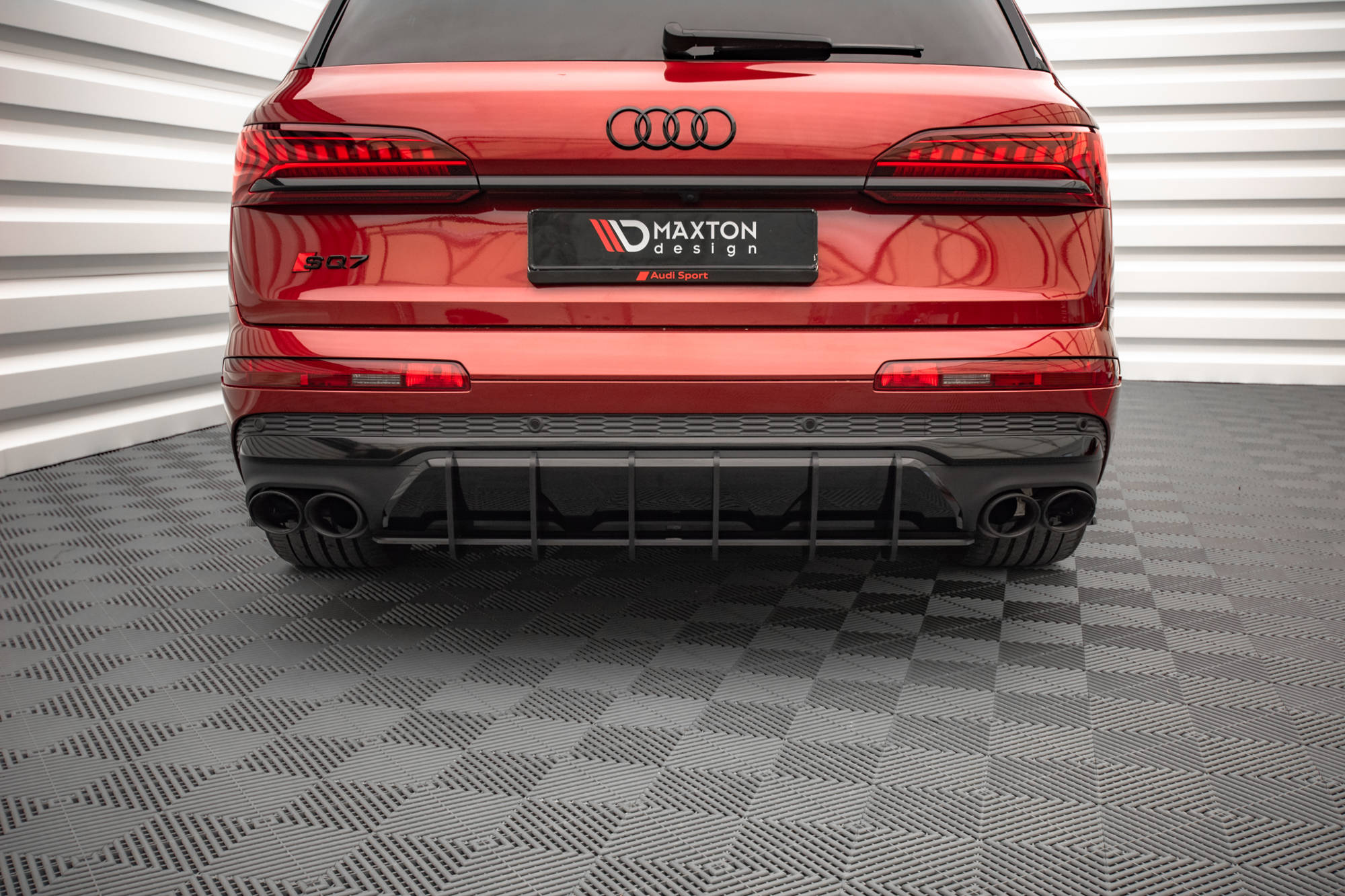 Street Pro Heckschürze Heck Ansatz Diffusor passend für Audi SQ7 /Q7 S-Line Mk2 4M FL ohne AHK SCHWARZ-ROT