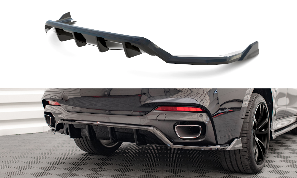 Street+ Mittlerer Diffusor RACE Heck Ansatz passend für BMW X6 M-Paket F16 schwarz Hochglanz