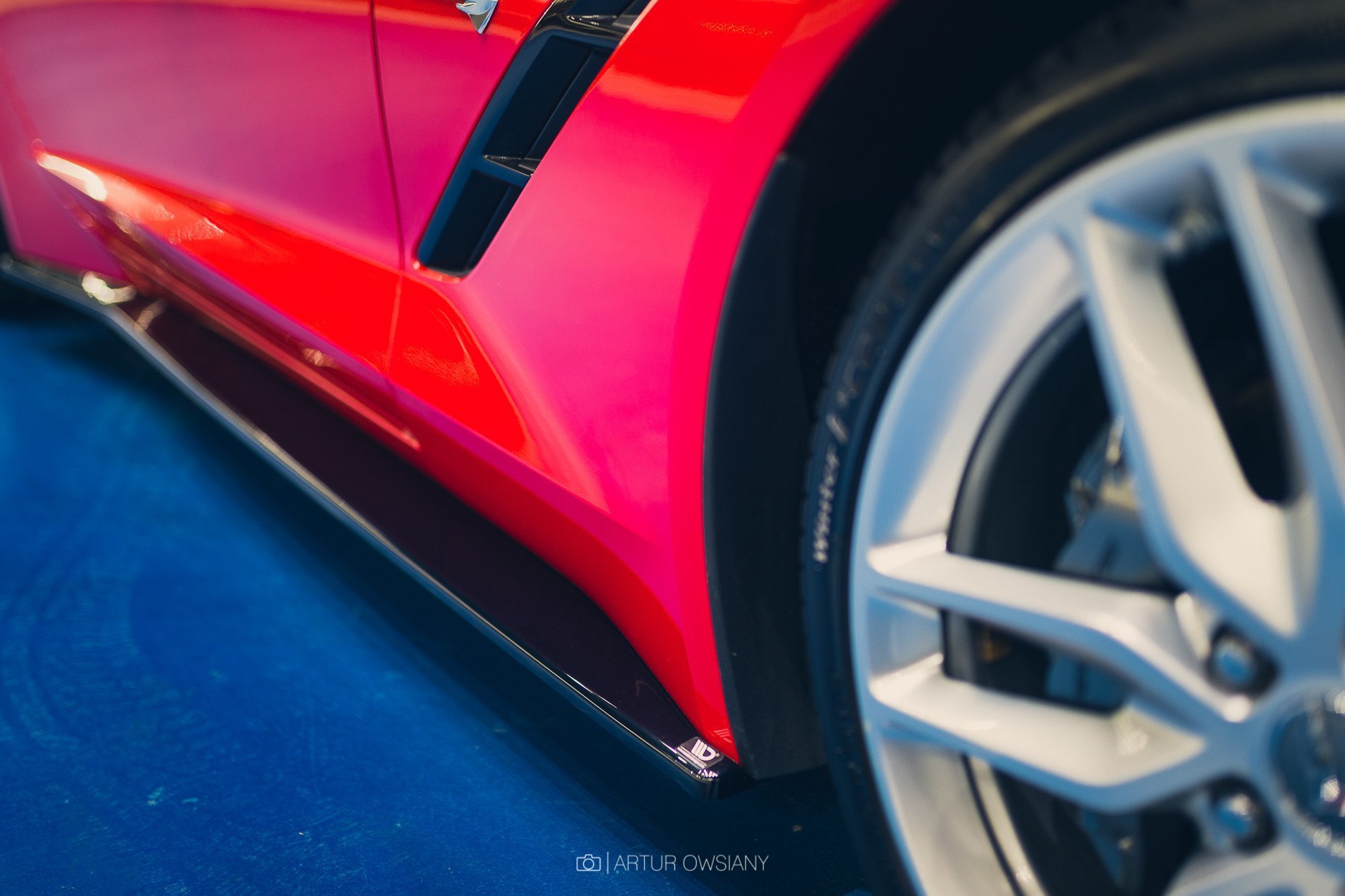 Seitenschweller Ansatz für V.1 für Chevrolet Corvette Stingray C7 schwarz Hochglanz