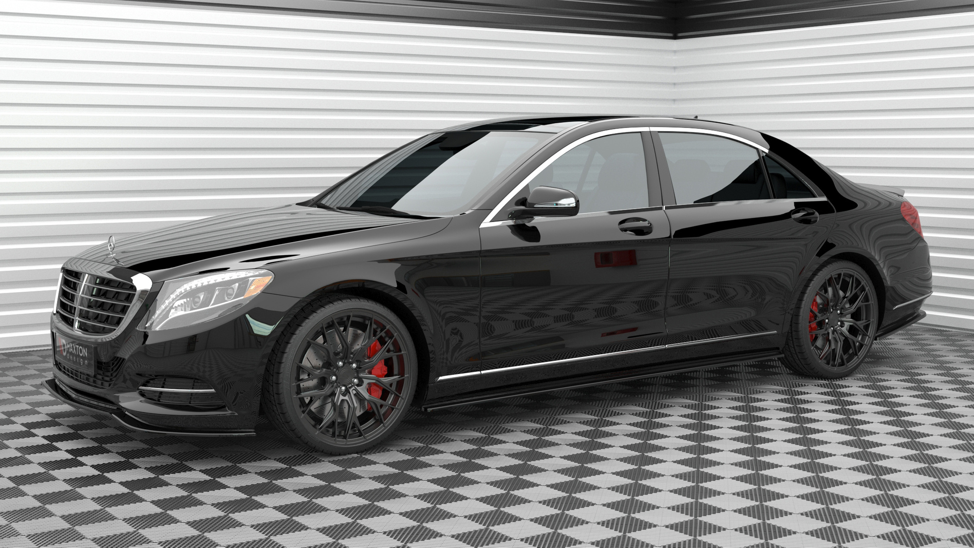 Street+ Seitenschweller Leisten passend für Mercedes S Long W222 schwarz Hochglanz