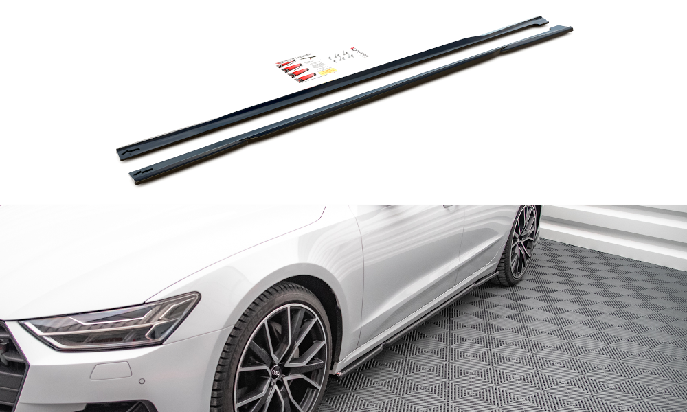 Street+ Seitenschweller Leisten passend für Audi A7 C8 schwarz Hochglanz