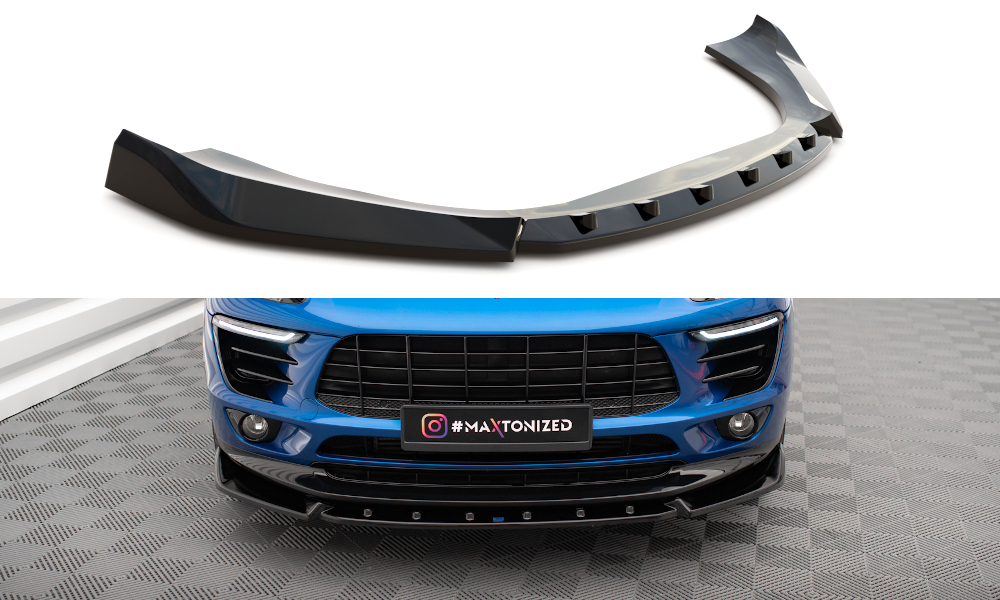 Street+ Spoilerlippe Front Ansatz V.2 passend für Porsche Macan Mk1 schwarz Hochglanz