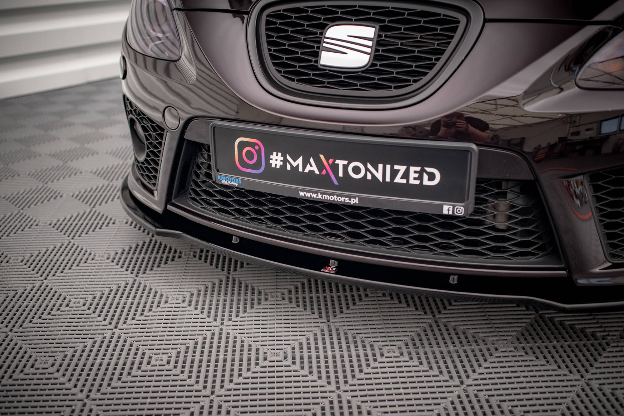 Street+ Spoilerlippe Front Ansatz passend für Seat Leon MK2 CUPRA FR vor FL schwarz Hochglanz