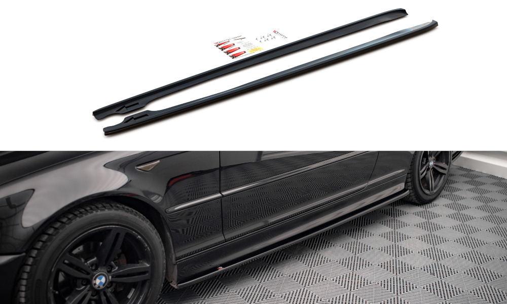 Street+ Seitenschweller Leisten V.2 passend für BMW 3er Coupe M-Paket E46 schwarz Hochglanz