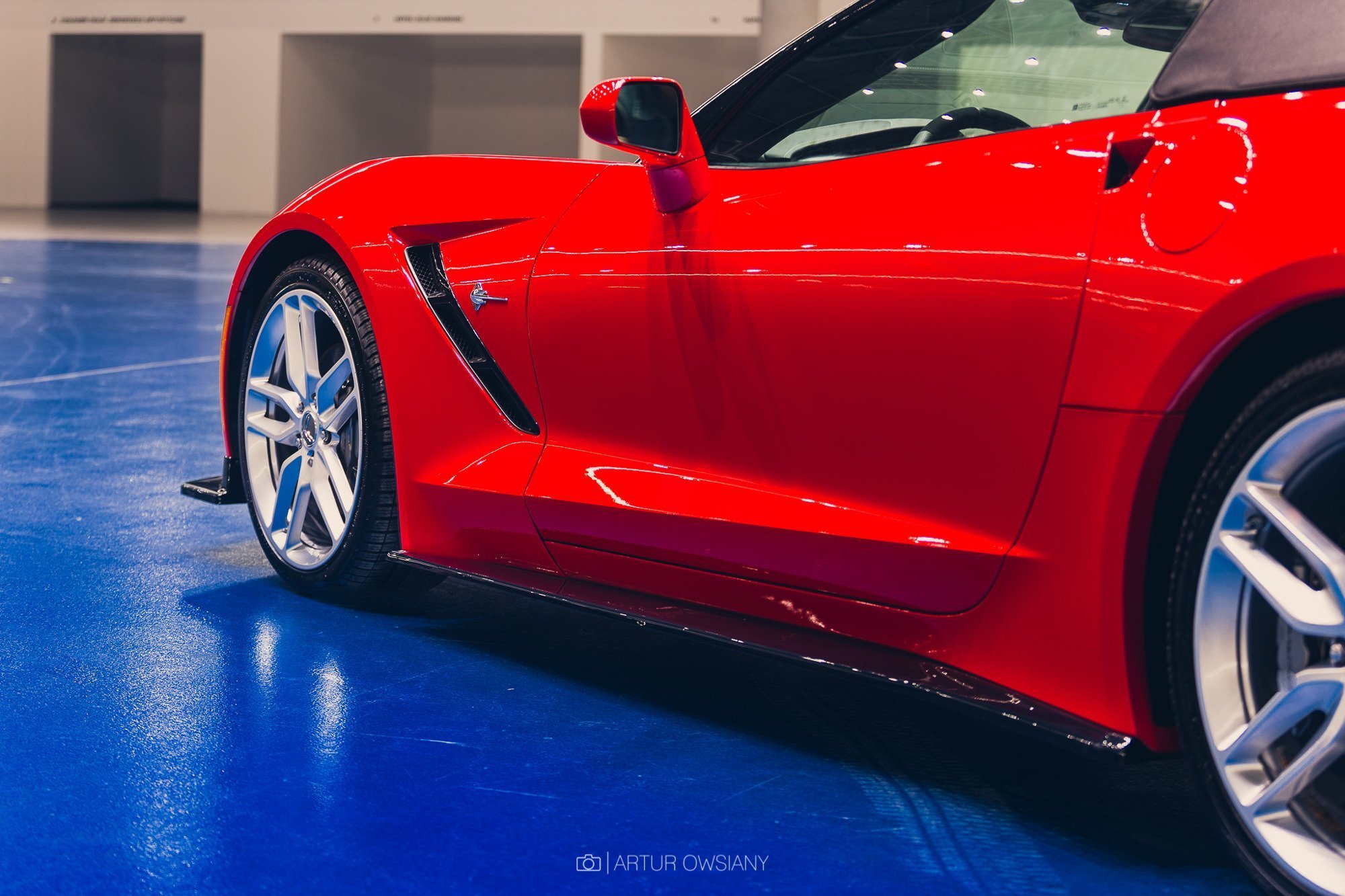 Seitenschweller Ansatz für V.1 für Chevrolet Corvette Stingray C7 schwarz Hochglanz