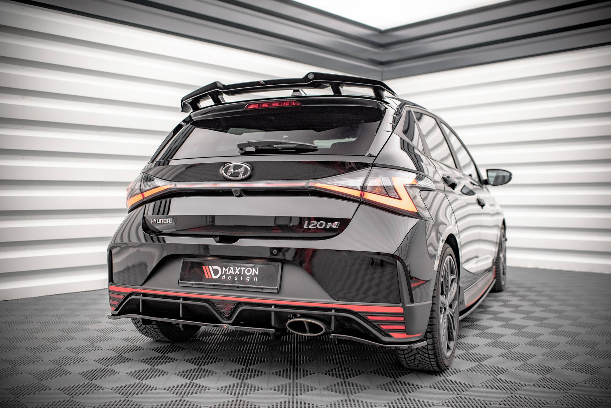 Street+ Mittlerer Diffusor RACE Heck Ansatz passend für Hyundai I20 N Mk3 schwarz Hochglanz
