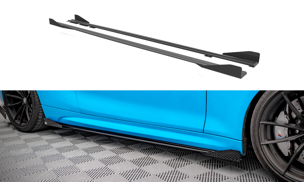 Street Pro Seitenschweller Leisten passend für BMW M2 F87 rot+ Hochglanz Flaps