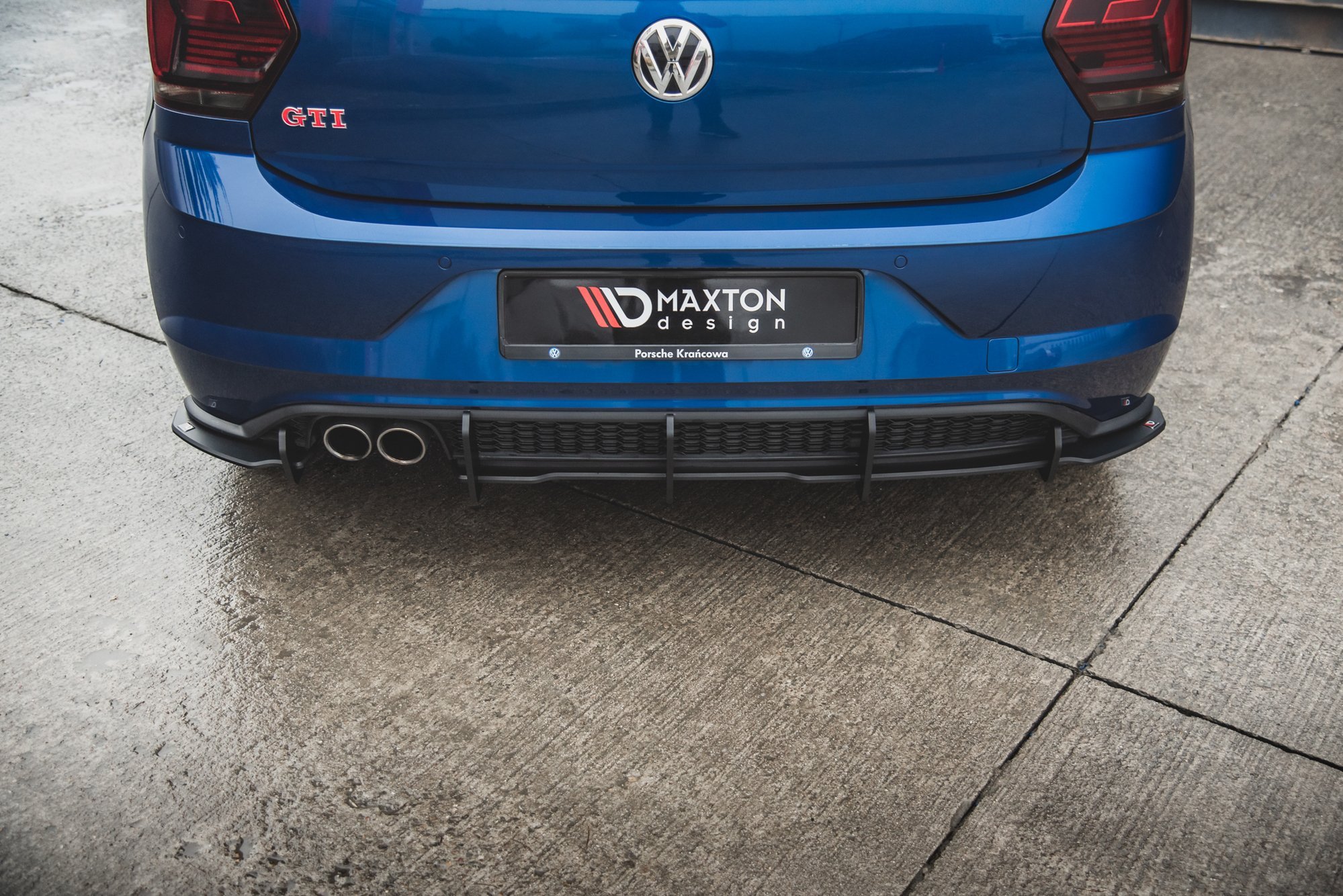 Street Pro Heck Ansatz Diffusor passend für VW Polo GTI Mk6 schwarz-rot