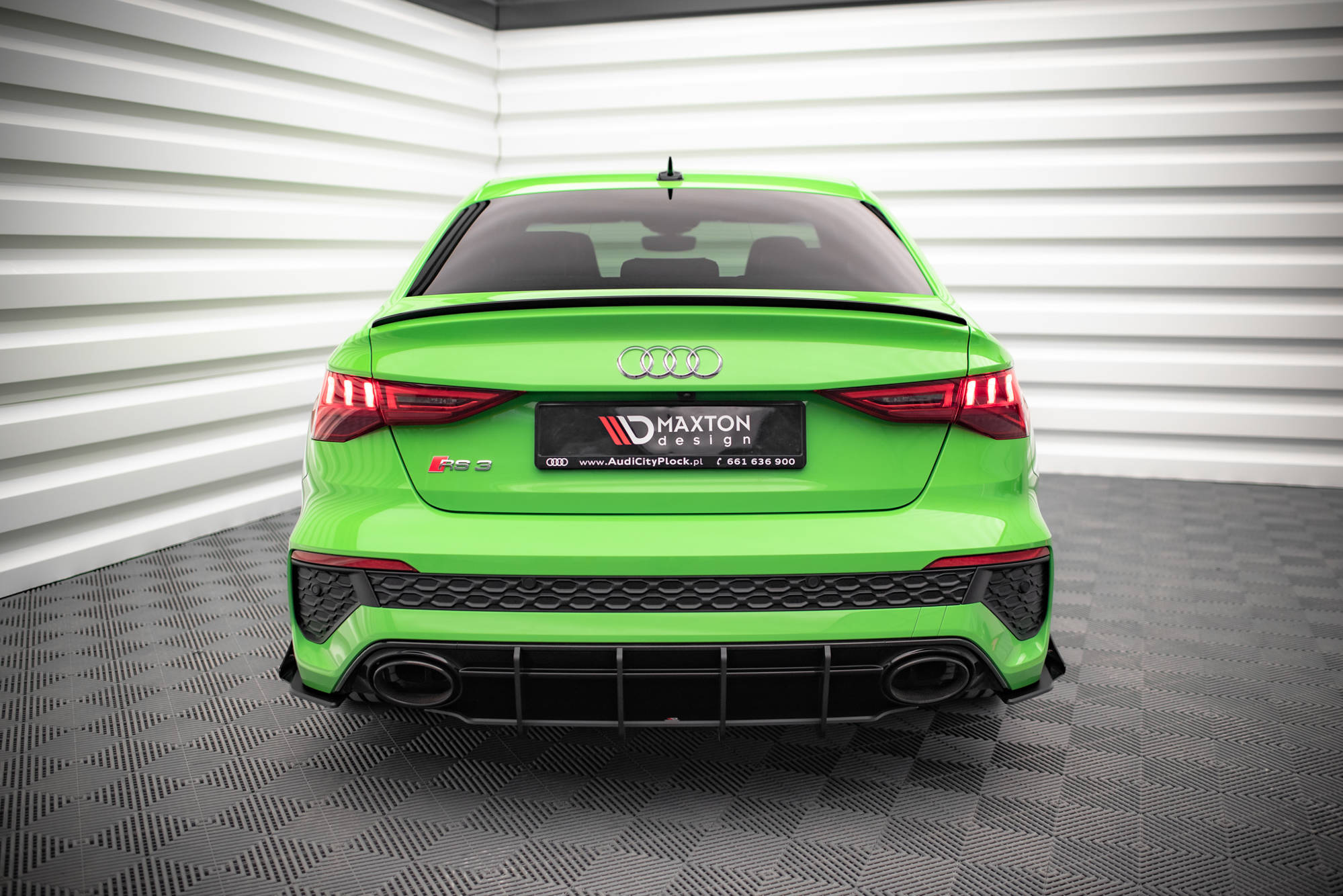 Street Pro Heckschürze Heck Ansatz Diffusor passend für Audi RS3 Limousine 8Y rot
