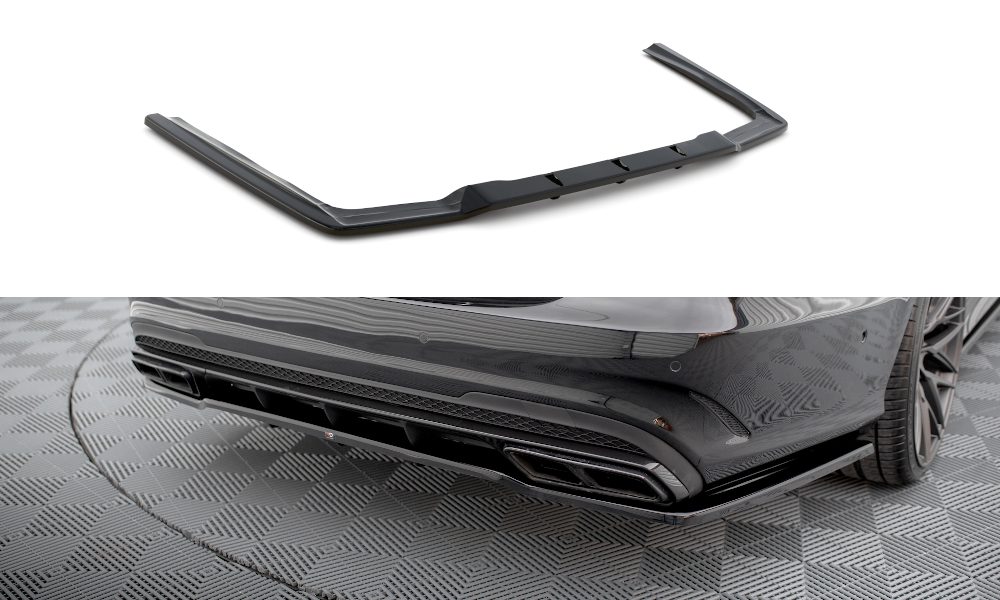 Street+ Mittlerer Diffusor RACE Heck Ansatz passend für Mercedes E63 AMG Limousine W212 FL schwarz Hochglanz