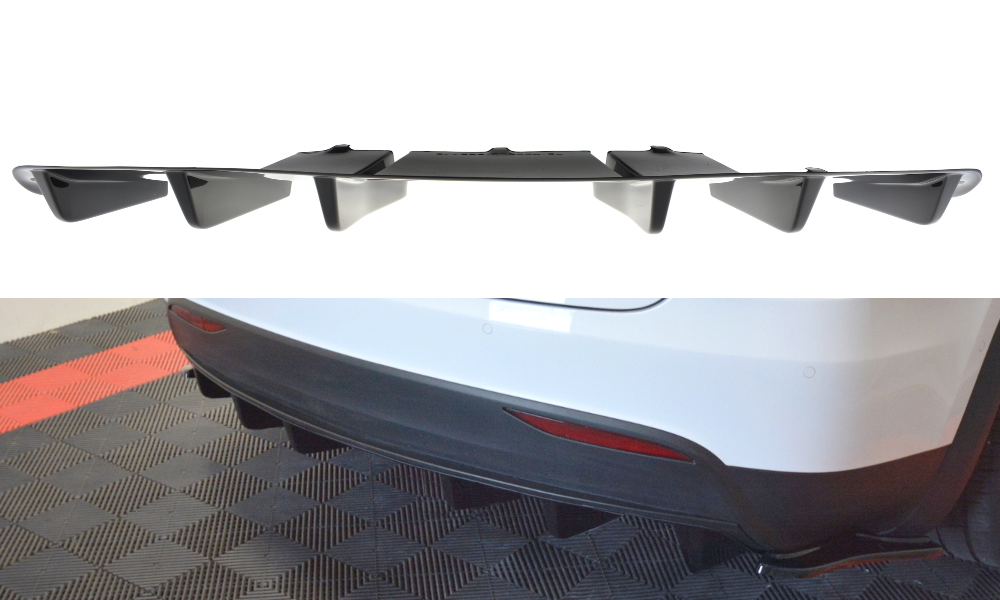 Heckansatz Diffusor passend für Tesla MODEL X schwarz Hochglanz