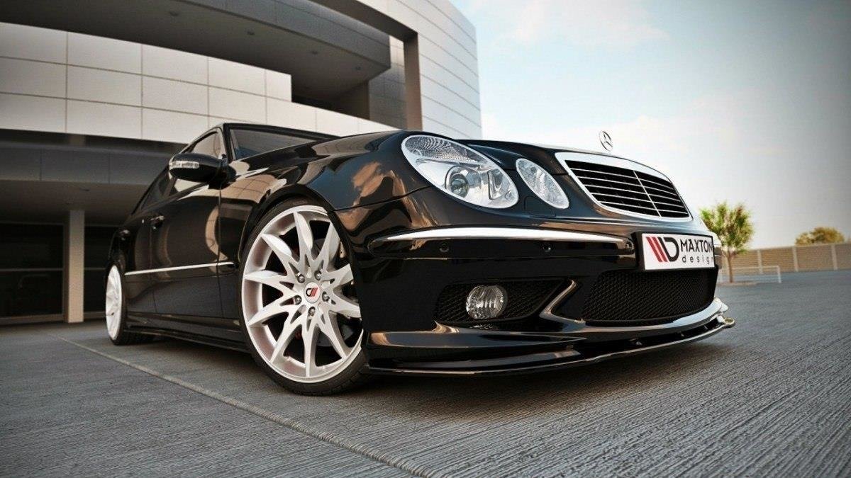 Street+ Spoilerlippe Front Ansatz passend für Mercedes E W211 AMG vor FL schwarz Hochglanz