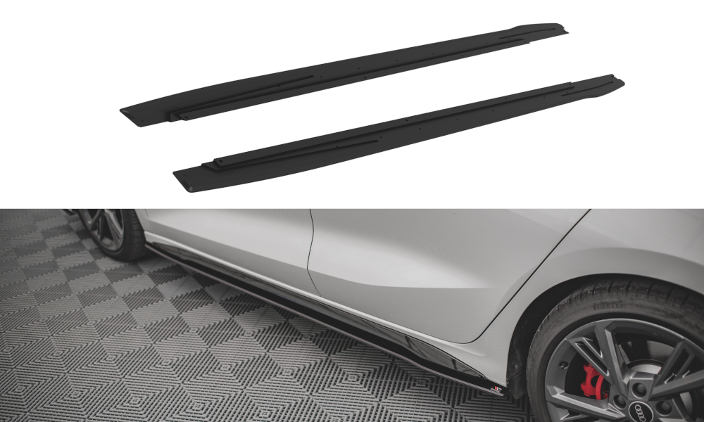 Street Pro Seitenschweller Leisten passend für Audi S3 / A3 S-Line 8Y rot