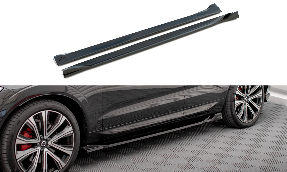 Street+ Seitenschweller Leisten passend für Volvo XC60 R-Design Mk2 FL schwarz Hochglanz