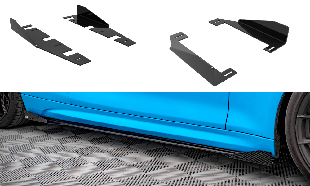 Seitenschweller Flaps passend für BMW M2 F87 schwarz Hochglanz