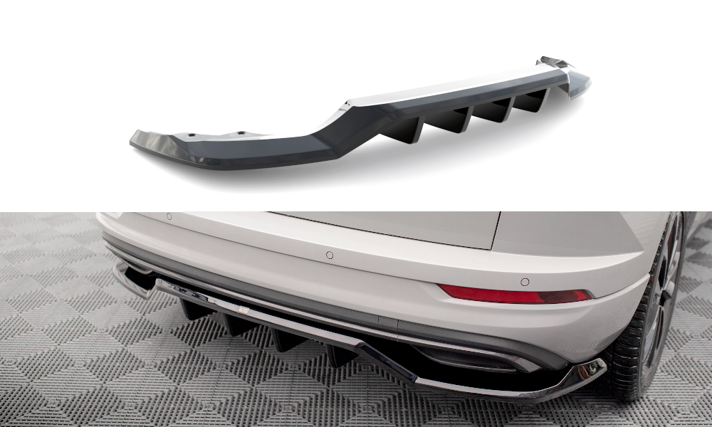 Street+ Mittlerer Diffusor RACE Heck Ansatz passend für Skoda Karoq Sportline Mk1 FL schwarz Hochglanz