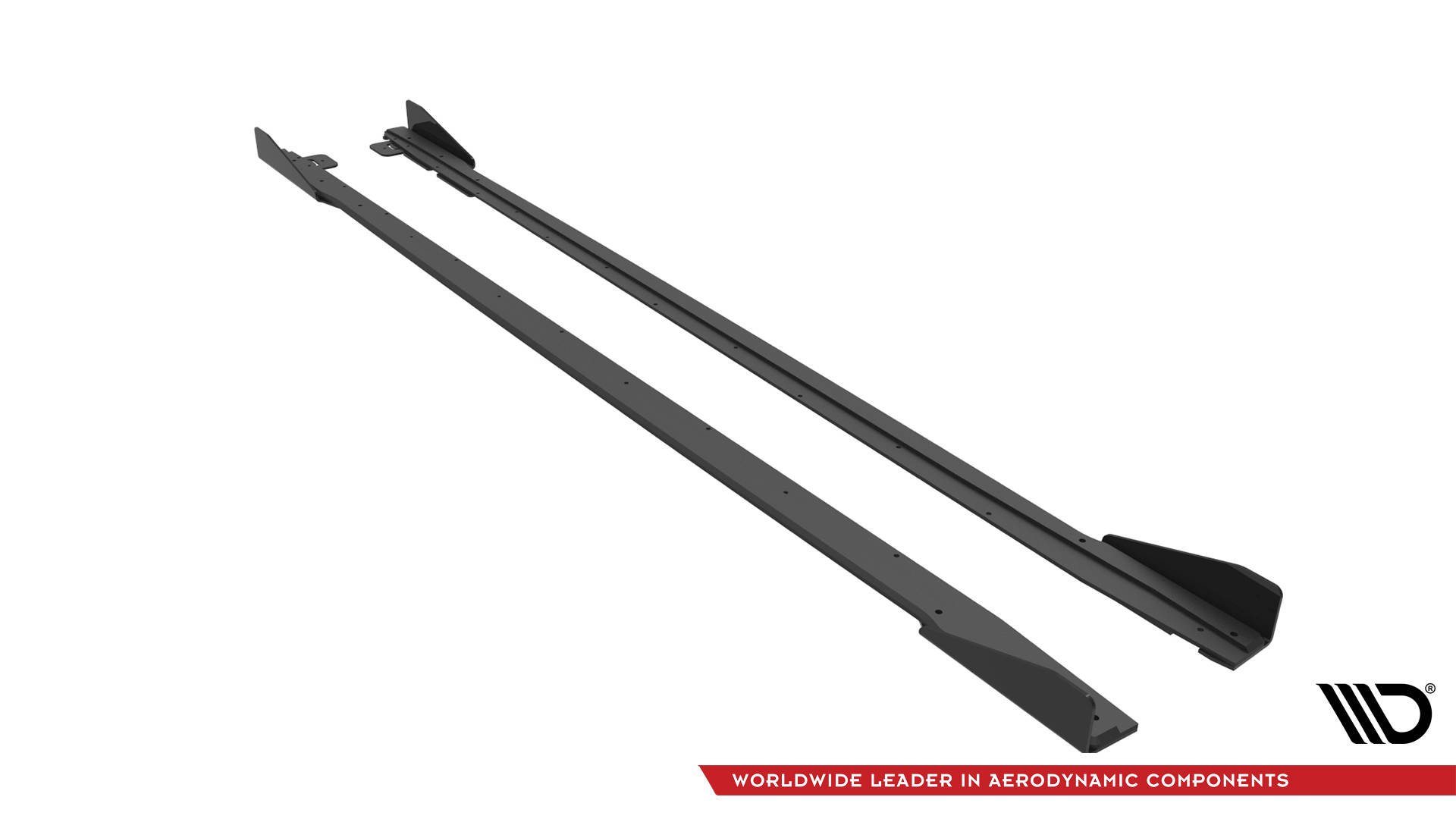 Street Pro Seitenschweller Leisten V.1 + Flaps passend für Ford Mustang GT Mk6 FL schwarz Hochglanz