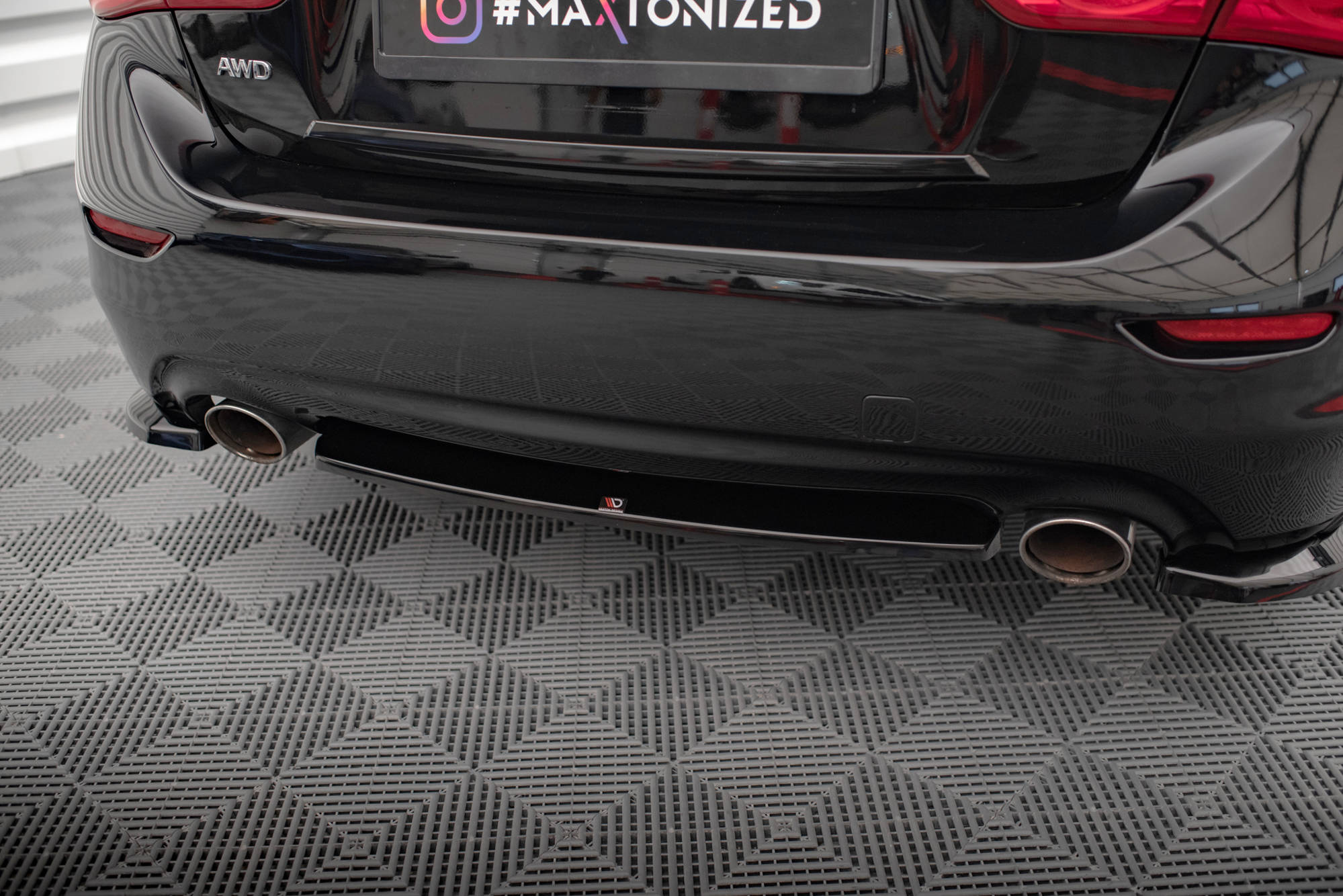 Diffusor Heckansatz passend für Infiniti Q50 S Mk1 schwarz Hochglanz