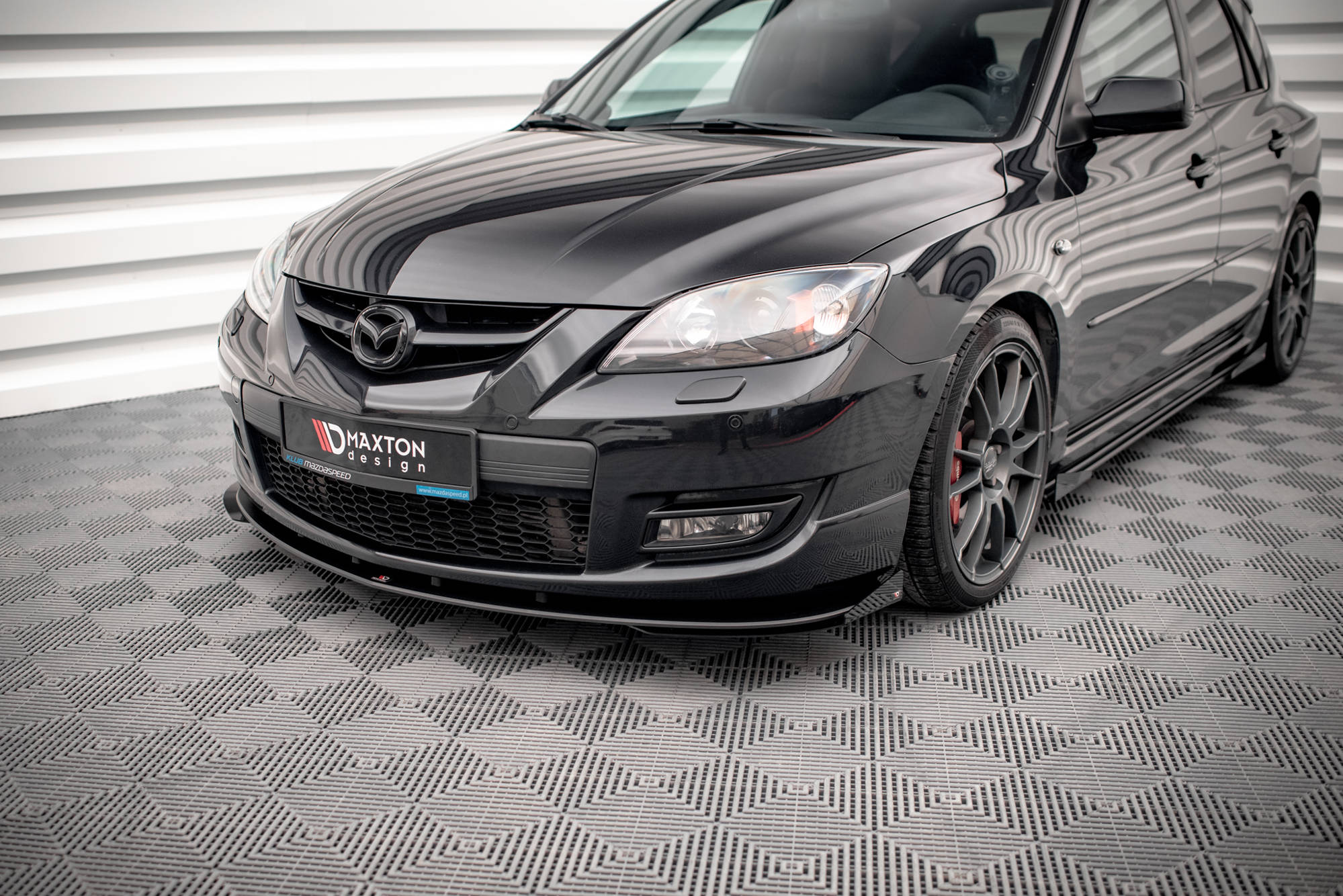 Street Pro Spoilerlippe Front Ansatz passend für Mazda 3 MPS Mk1 rot+ Hochglanz Flaps