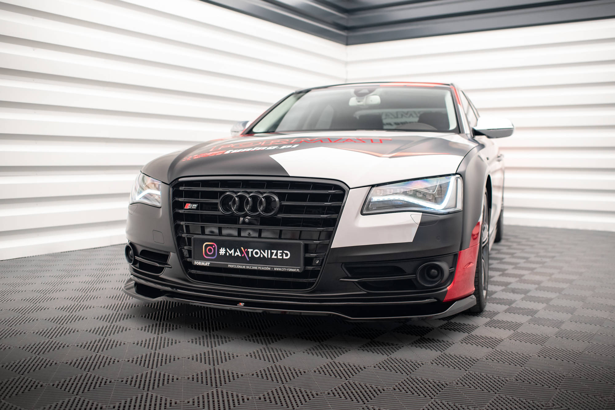 Street+ Spoilerlippe Front Ansatz V.1 passend für Audi S8 D4 schwarz Hochglanz