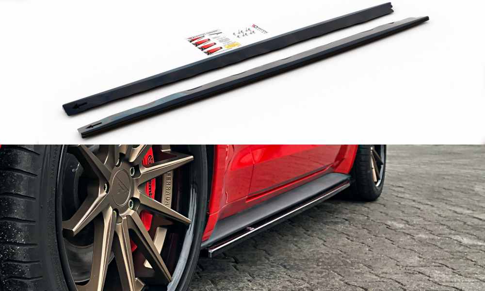 Street+ Seitenschweller Leisten passend für Ford Mustang Mk. 6 FL schwarz matt