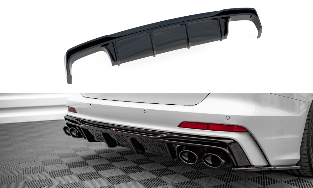 Street+ Heck Ansatz Diffusor passend für Audi A6 S-Line / S6 C8 / C8 FL schwarz Hochglanz