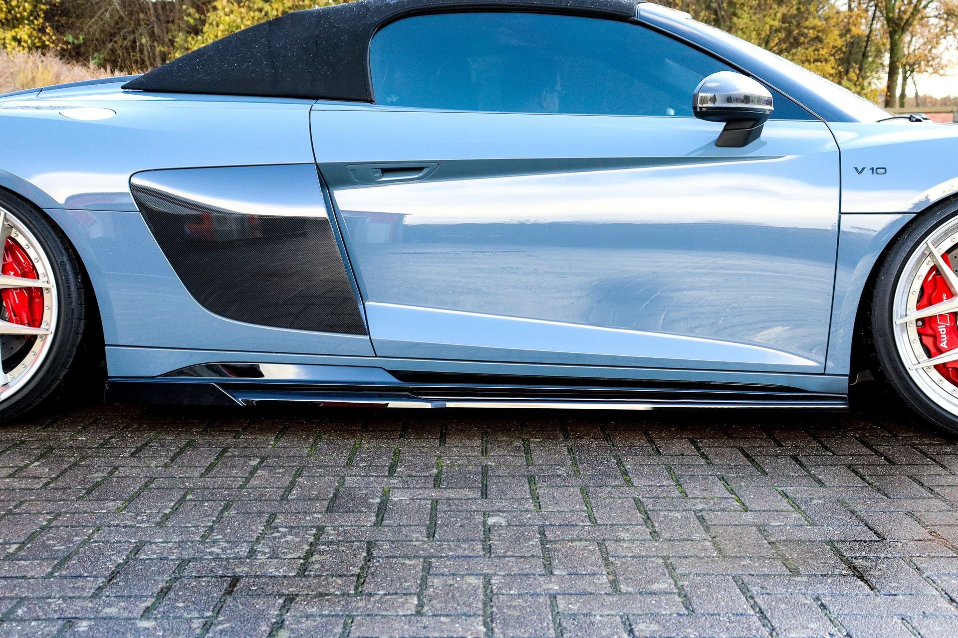 Cup Seitenschweller mit Wings hinten für Audi R8 4S Facelift ab Bj. 2019 - Schwarz Matt