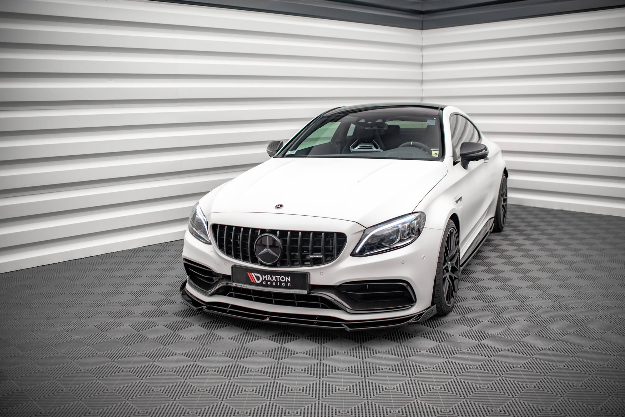Street+ Spoilerlippe Front Ansatz V.2 passend für Mercedes-AMG C63 Coupe AMG Aero Pack C205 FL schwarz Hochglanz