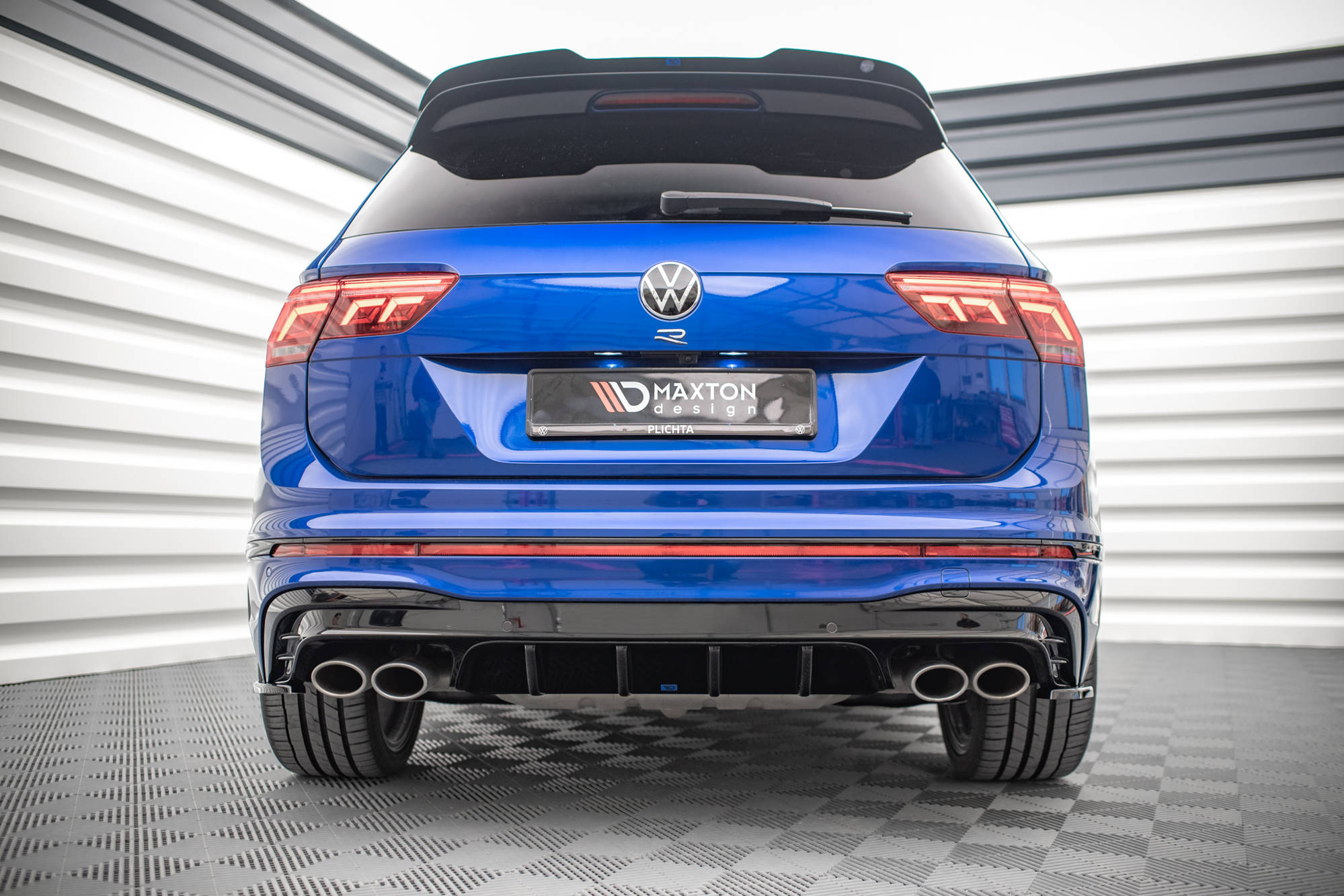 Street+ Heck Ansatz Diffusor passend für VW Tiguan R Mk2 FL schwarz Hochglanz