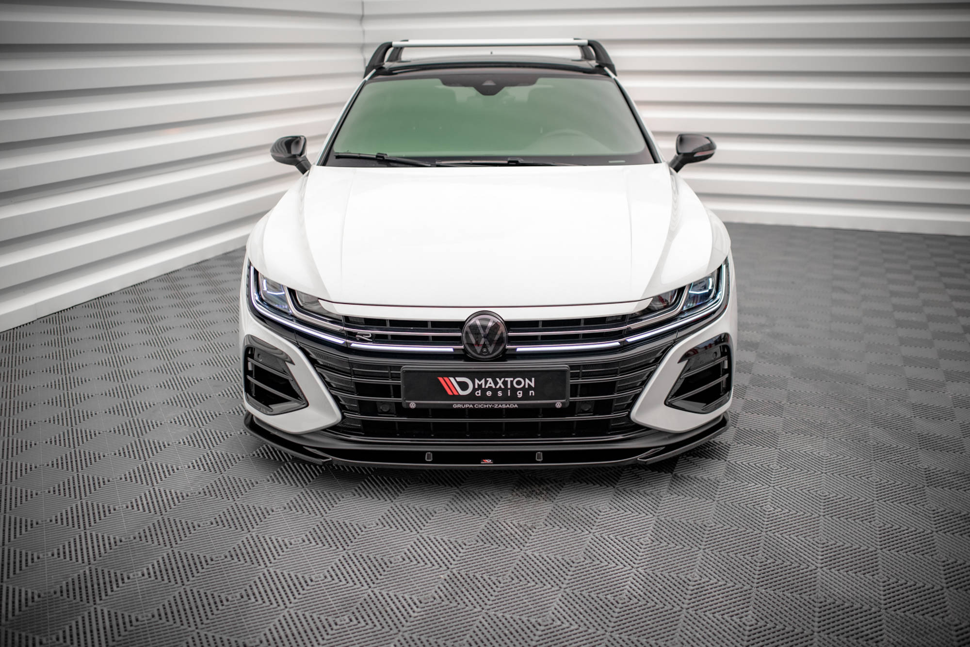 Street+ Spoilerlippe Front Ansatz V.1 passend für VW Arteon R Limousine / Shooting Brake Mk1 FL schwarz Hochglanz