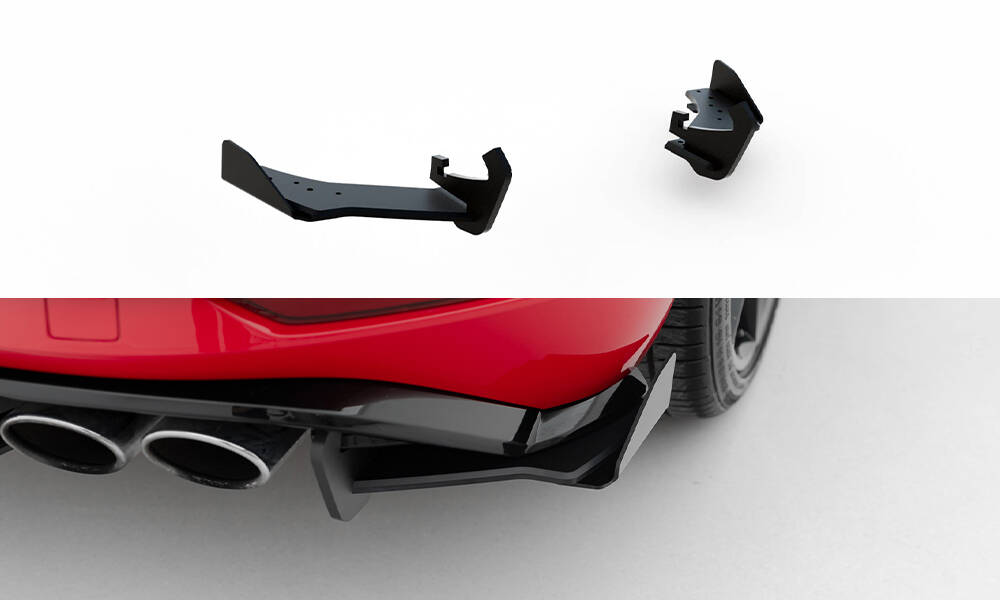 Street Pro Heck Ansatz Diffusor + Flaps passend für VW Golf 7 R FL rot+ Hochglanz Flaps