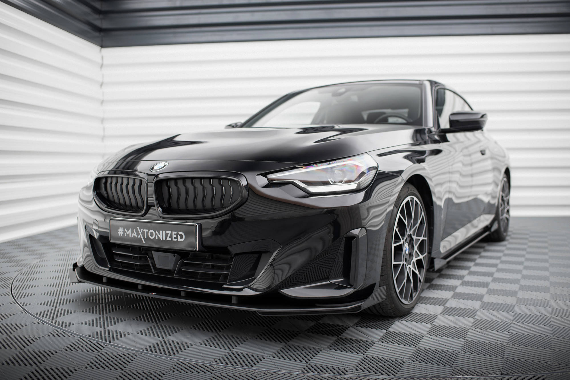 Street Pro Spoilerlippe Front Ansatz + Flaps passend für BMW 2 Coupe G42 schwarz Hochglanz