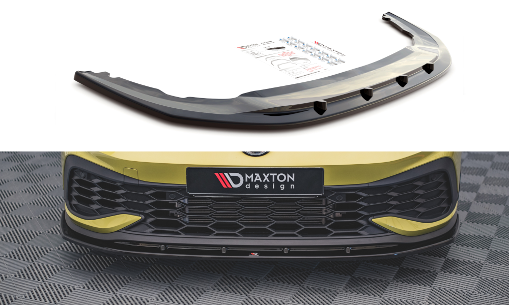 Street+ Spoilerlippe Front Ansatz V.4 passend für VW Golf GTI Clubsport Mk8 schwarz Hochglanz