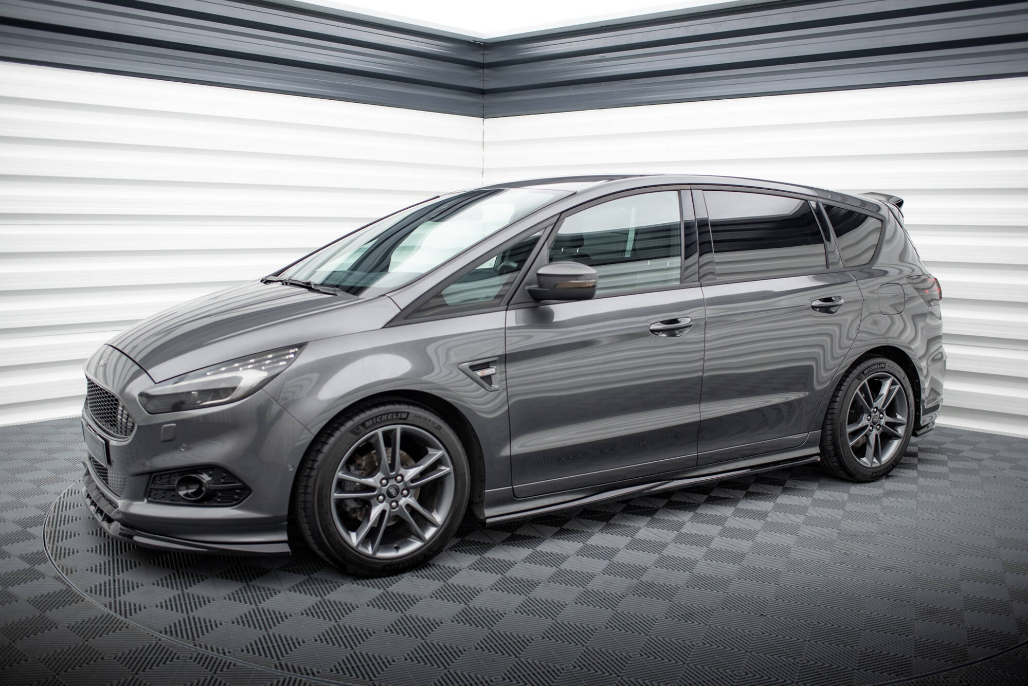 Street+ Seitenschweller Leisten passend für Ford S-Max ST-Line Mk2 FL schwarz Hochglanz