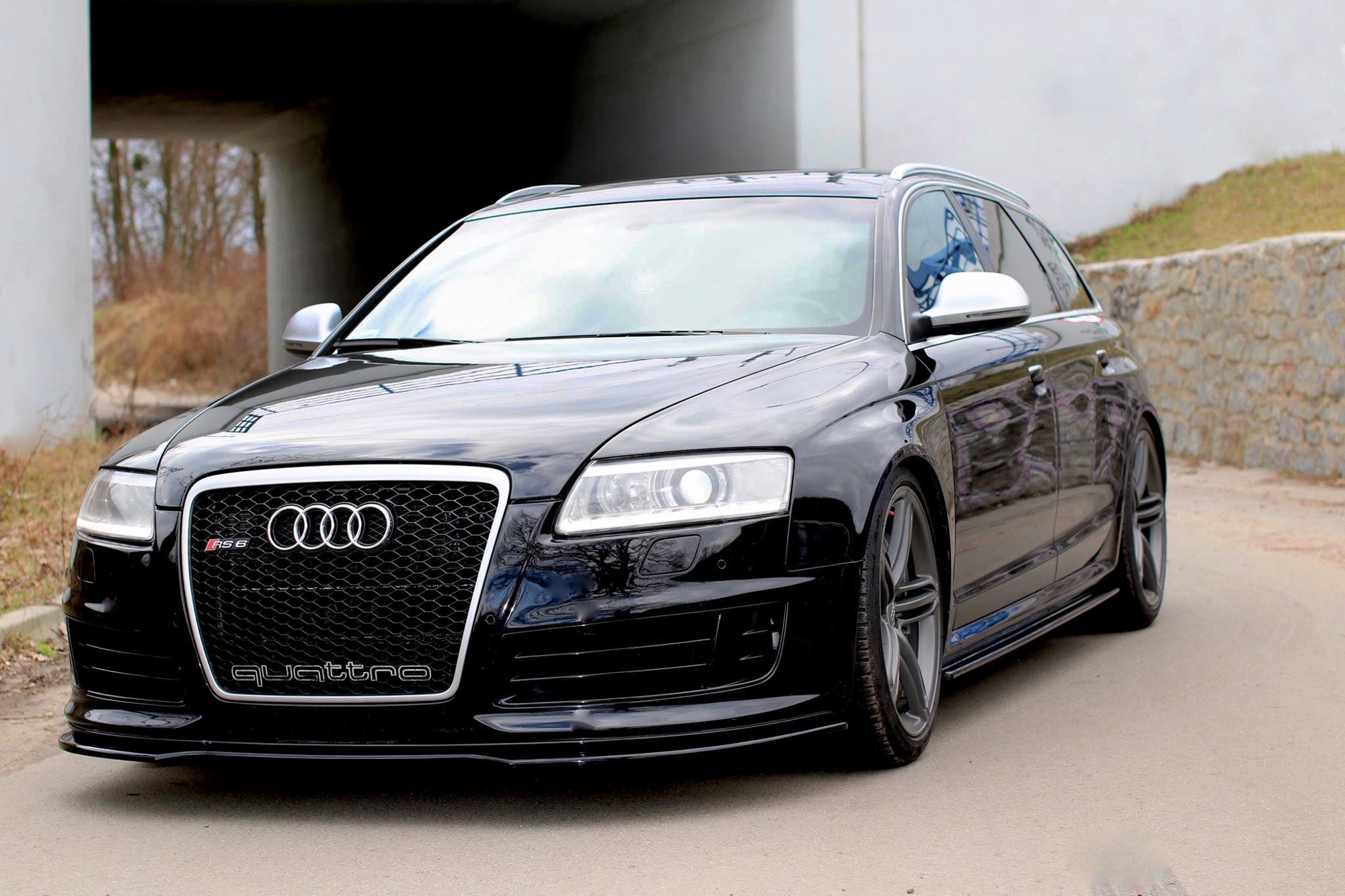 Street+ Seitenschweller Leisten passend für Audi RS6 C6 schwarz Hochglanz