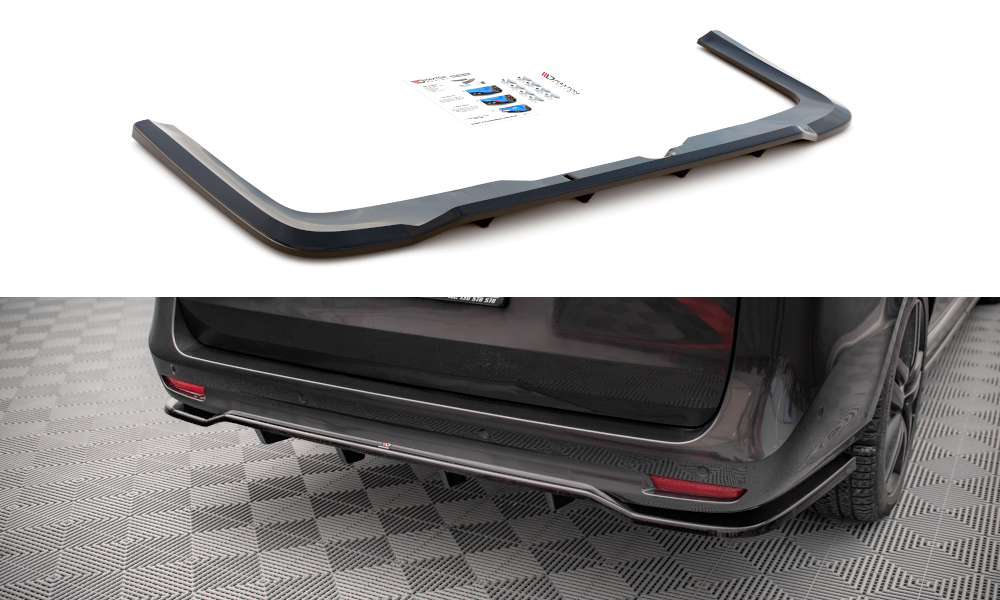 Street+ Mittlerer Diffusor RACE Heck Ansatz passend für Mercedes V-Klasse AMG-Line W447 FL schwarz Hochglanz