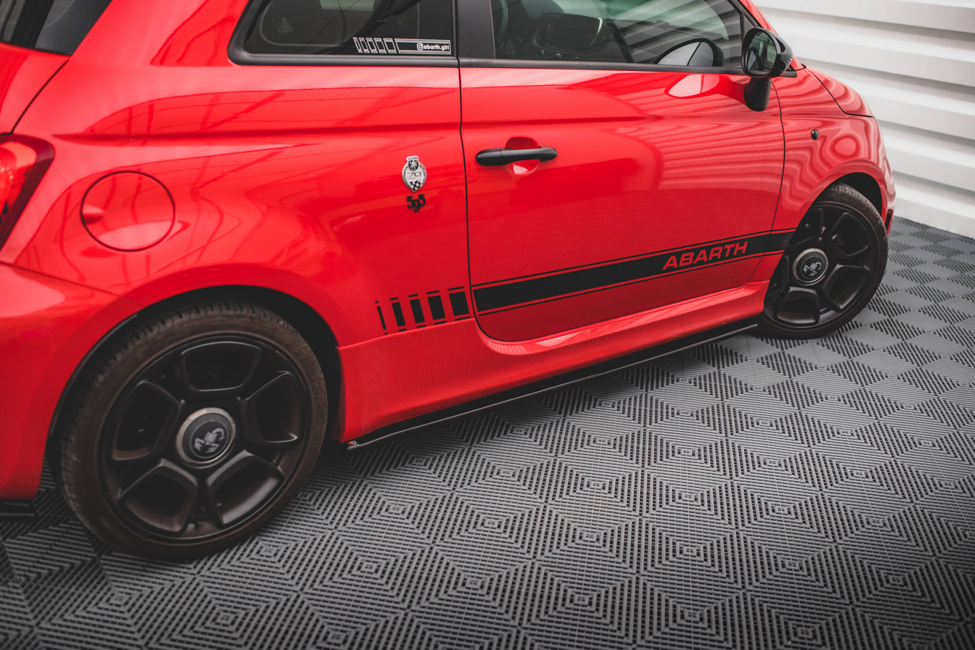 Seitenschweller Ansatz Paar passend für ABARTH 595 Mk1 FL schwarz Hochglanz