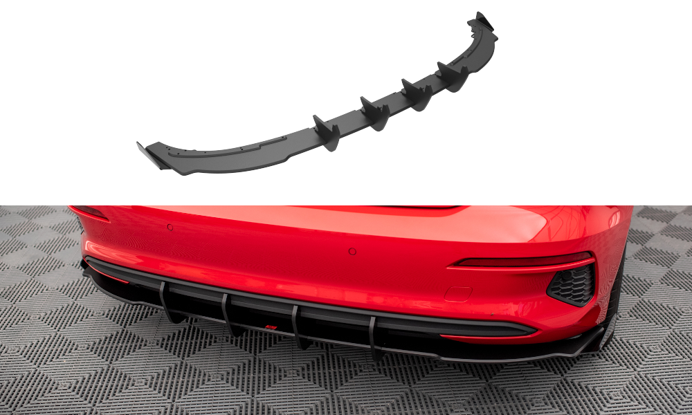 Street Pro Heck Ansatz Diffusor + Flaps passend für Audi A3 Sportback 8Y schwarz Hochglanz