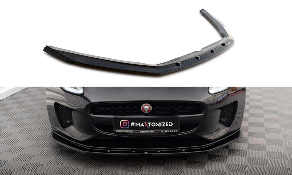 Street+ Spoilerlippe Front Ansatz V.1 passend für Jaguar F-Type Mk1 FL schwarz Hochglanz