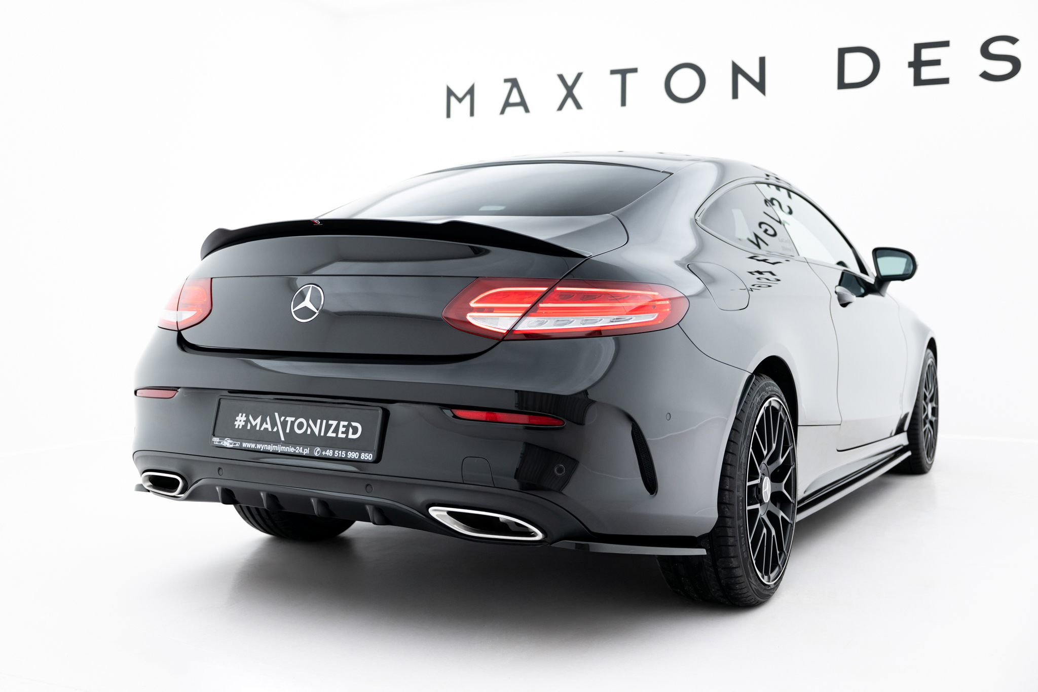 Heck Ansatz Flaps Diffusor für Mercedes- Benz C Coupe AMG-Line C205 schwarz Hochglanz