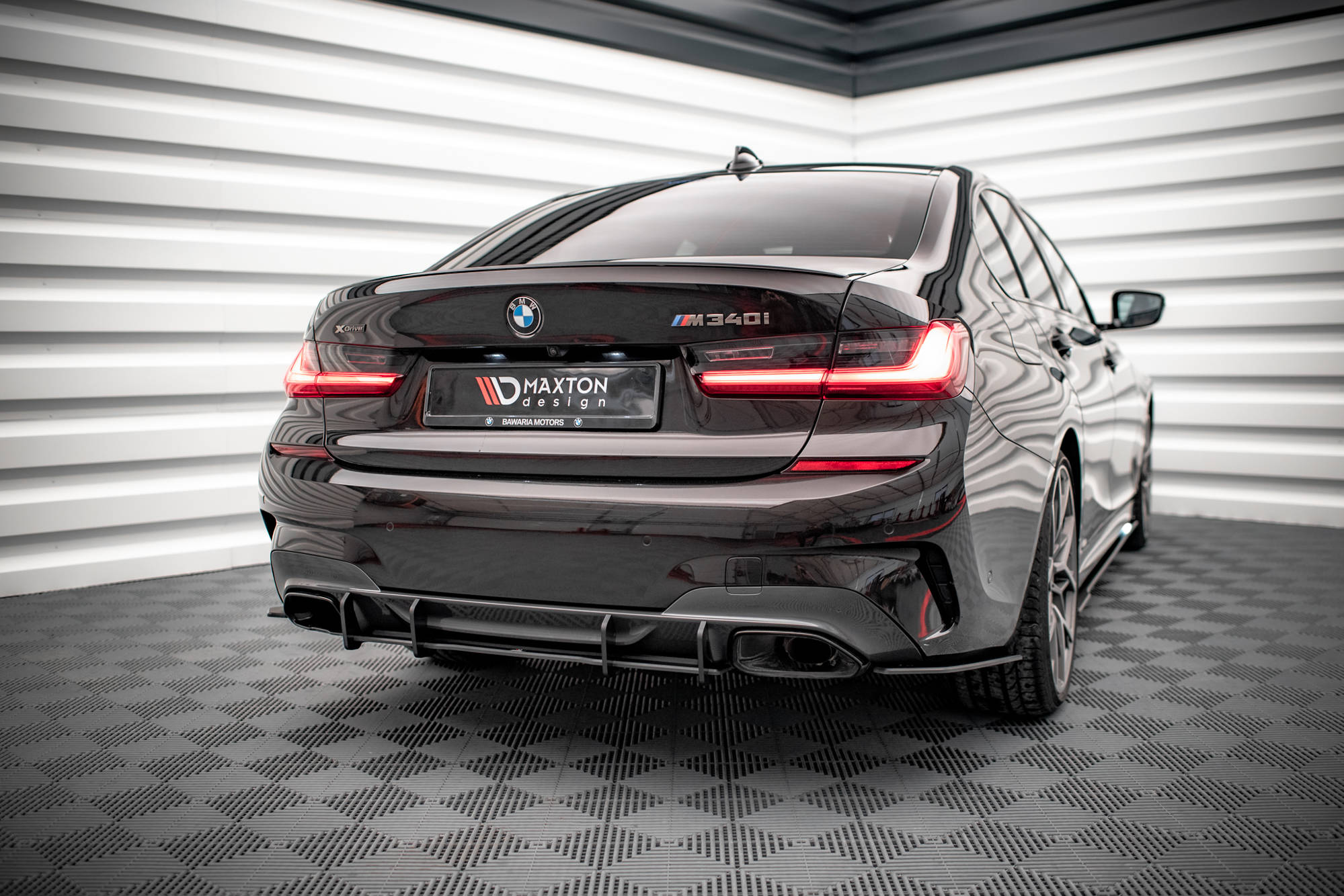 Street Pro Heckschürze Heck Ansatz Diffusor passend für BMW 3er M-Paket G20 / G21 schwarz-rot