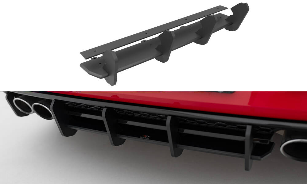 Street Pro Heckschürze Heck Ansatz Diffusor passend für VW Golf 7 R FL rot