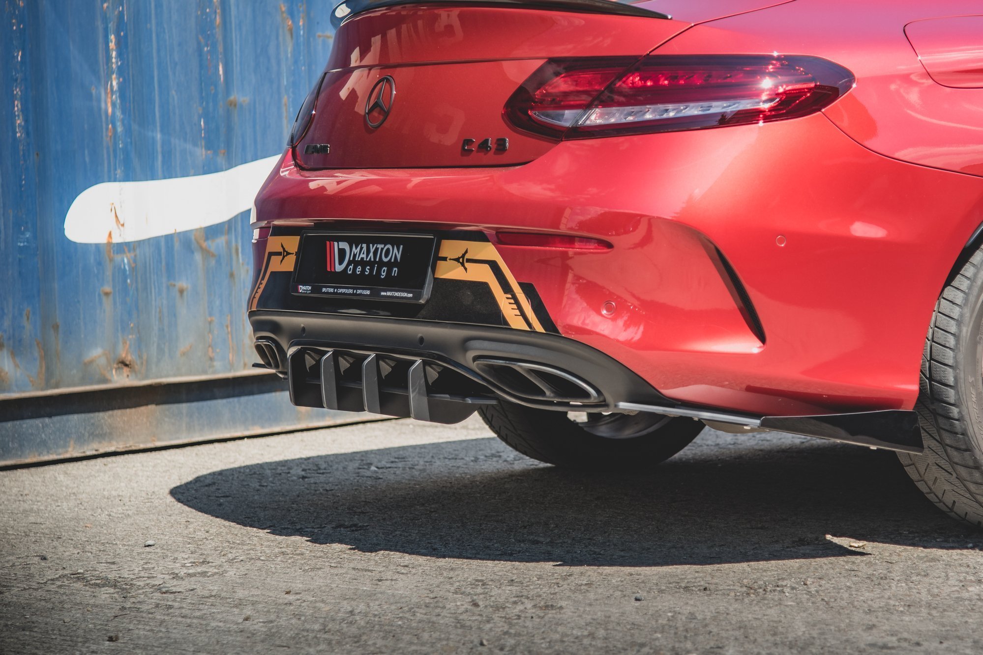Street Pro Heckschürze Heck Ansatz Diffusor passend für Mercedes-AMG C43 Coupe C205 schwarz-rot