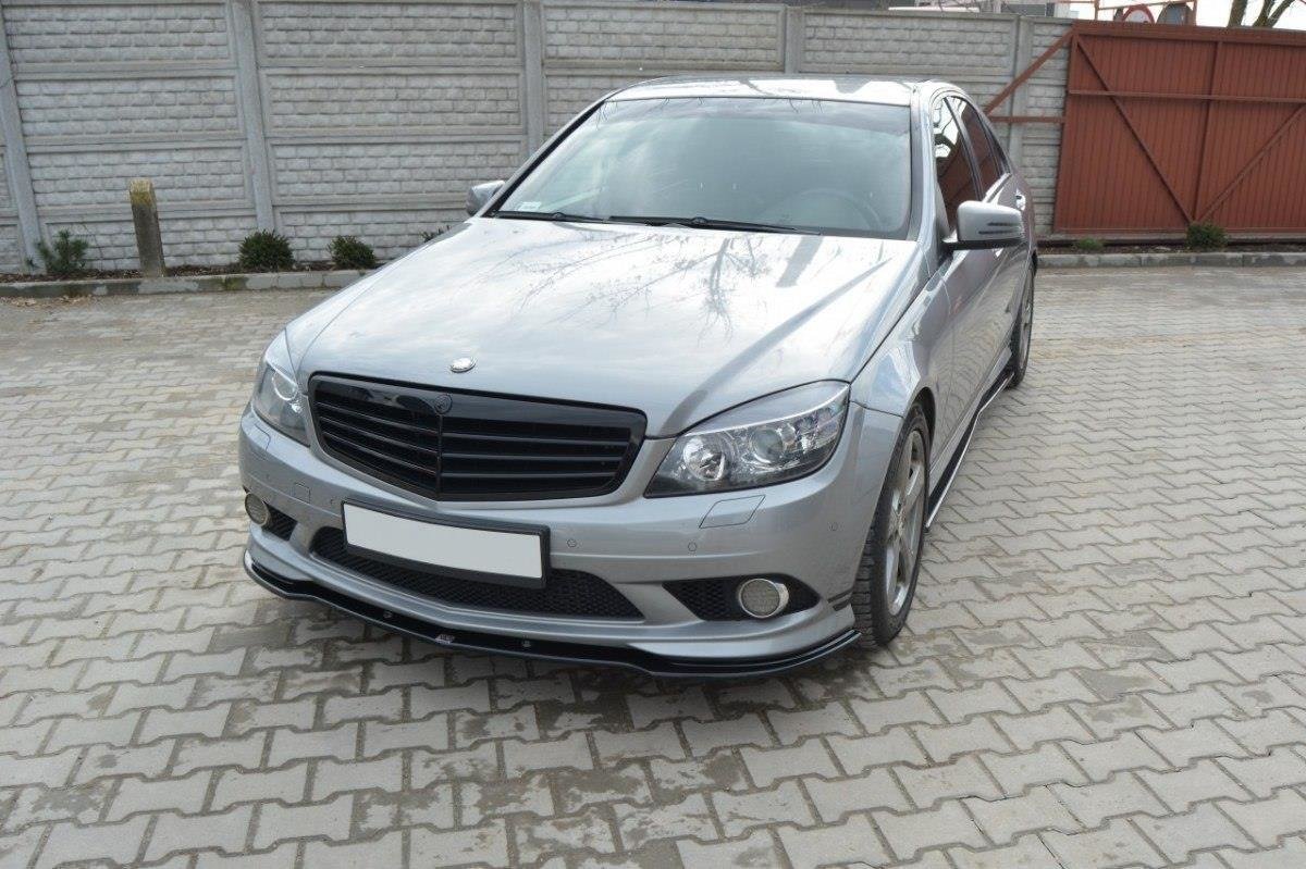 Street+ Spoilerlippe Front Ansatz passend für Mercedes C Limousine / Kombi AMG-Line W204 / S204 schwarz Hochglanz